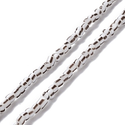 Coconut Brown Handmade Lampwork Beads Strands,  2 Tone, Column, Coconut Brown, 4~5.5x2~4mm, Hole: 0.8mm, about 130pcs/strand, 14.96~15.75 inch(38~40cm)