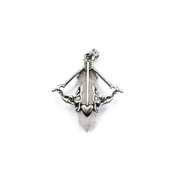 Rose Quartz Natural Rose Quartz Resin Pointed Pendants, Arrow Charms with Antique Silver Plated Alloy Findings, 38x35mm