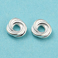 925 Sterling Silver Plated Eco-friendly Brass Beads, Cadmium Free & Lead Free, Knot, 925 Sterling Silver Plated, 8x2.5mm, Hole: 2.5mm