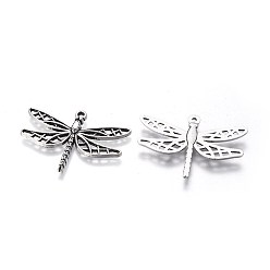 Antique Silver Tibetan Style Alloy Pendants, Cadmium Free & Lead Free, Dragonfly, Antique Silver, 25x35x3mm, Hole: 2mm