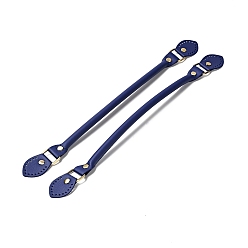 Dark Blue Leaf End Microfiber Leather Sew on Bag Handles, with Alloy Studs & Iron Clasps, Bag Strap Replacement Accessories, Dark Blue, 39.5x3.15x1.25cm