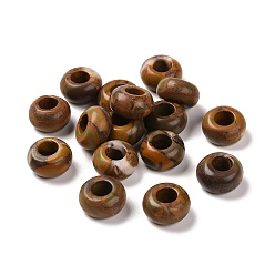 Bamboo Leaf Stone Perles européennes de pierres précieuses de feuille de bambou naturel, Perles avec un grand trou   , rondelle, 14x7~8mm, Trou: 6mm