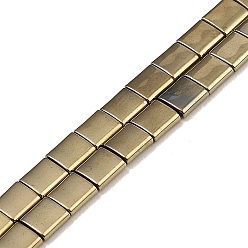 Light Gold Plated Electroplated Non-magnetic Synthetic Hematite Beads Strands, Square, 2-Hole, Light Gold Plated, 5x5x2mm, Hole: 0.8mm, about 74pcs/strand, 15.75 inch(40cm)