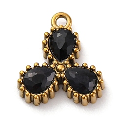 Черный Ионное покрытие (IP) 304 подвески из циркония из нержавеющей стали, прелести капли воды, реальный 18 k позолоченный, чёрные, 12x10.5x2.5 мм, отверстие : 1.2 мм