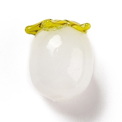 Белый Осенняя тематика бусины лэмпворк ручной работы, хурма, белые, 14x12 мм, отверстие : 1.2 мм