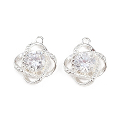 Посеребрённый Кулон из циркония, цветок, 925 серебро покрытием, 19x16.5x6 мм, отверстие : 1.6 мм