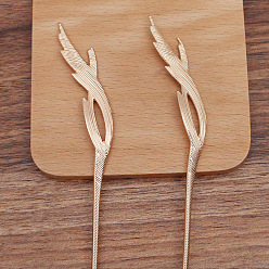 Light Gold Палочки для волос из сплава в форме пера, золотой свет, 160x16 мм