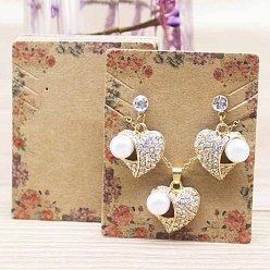 Flower Paper Display Cards, for Earring, Rectangle, Flower Pattern, 6.3x5.1cm, about 100pcs/set