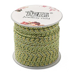 Yellow Green 4-Ply Polycotton Cord, Handmade Macrame Cotton Rope, with Gold Wire, for String Wall Hangings Plant Hanger, DIY Craft String Knitting, Yellow Green, 1.5mm, about 21.8 yards(20m)/roll