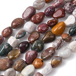 Океанический Джаспер Океан Природный яшмы бисер нитей, самородки, упавший камень, 8~12x7~10x4~8 мм, отверстие : 0.8 мм, около 40~42 шт / нитка, 15.7 дюйм (40 см)