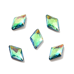 Sphinx K9 Glass Rhinestone Cabochons, Flat Back & Back Plated, Faceted, Rhombus, Sphinx, 8x5x2mm