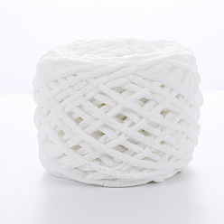 White Soft Crocheting Polyester Yarn, Thick Knitting Yarn for Scarf, Bag, Cushion Making, White, 6mm