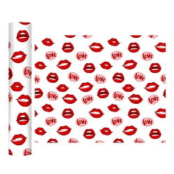 Lip Valentine's Day HTV Heat Transfer Film, Iron on Transfer Vinyl Roll for Garment Accessories, Rectangle, Lip Pattern, 305x250mm