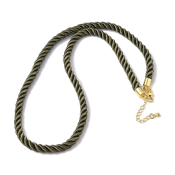 Темно-оливково-зеленый 5мм нейлоновый витой шнур для изготовления ожерелий, с латунными наконечниками и 304 карабинами из нержавеющей стали, долговечный, стойки покрытие, золотые, темно-оливковый зеленый, 17.72~18.90 дюйм (45~48 см)