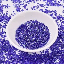 (QTL177) Прозрачный Кобальтовый AB Миюки четверть бусины тила, японский бисер, 2-луночное, (QTL 177) прозрачный кобальт AB, 5x1.2x1.9 мм, отверстие : 0.8 мм, Около 480 шт / 10 г