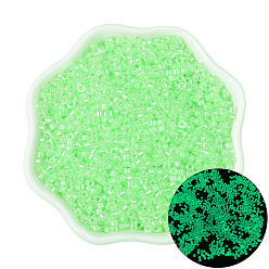 Pale Green Luminous Glow in the Dark Glass Seed Beads, Round, Pale Green, 2.5mm, Hole: 1mm, about 700pcs/bag