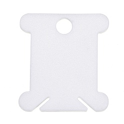 White Plastic Thread Winding Boards, Floss Bobbins, for for Cross Stitch Embroidery Cotton Thread Craft DIY Sewing Storage, Bone, White, 38x35x1mm, Hole: 6.7mm