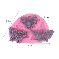 Hot Pink Food Grade Silicone Molds, Fondant Molds, For DIY Cake Decoration, Chocolate, Candy, Butterfly, Hot Pink, 97x73x11mm