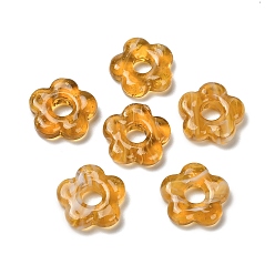 (932FM) Темно-синий аква-матовый с подкладкой Бусины лэмпворк европейского стиля , бусины с большим отверстием, сливы, темно-золотистые, 15.5~16x15.5~16x3.5~4 мм, отверстие : 4.8 мм