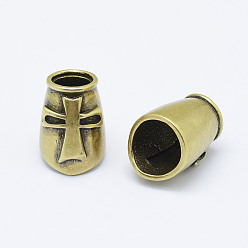 Antique Bronze Brass Barrel Beads, with Cross, Long-Lasting Plated & Eco-Friendly, Cadmium Free & Nickel Free & Lead Free, Antique Bronze, 17x12x13mm, Hole: 7mm