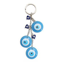 BE1242LBU00 Evil Eye Keychain Colorful Beads Keychain Men Jewelry Craft Accessories