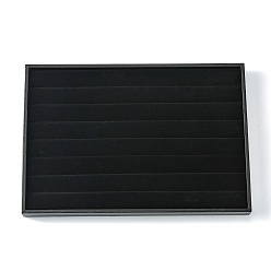 Black Ring Display Trays, Imitation Leather with Charpie inside, black, about 35cm long, 24cm wide, 3cm high