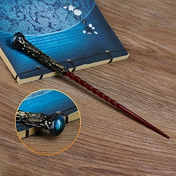 Labradorite Natural Labradorite Magic Wand with Wooden Findings, Home Decorations Costume Props Cosplay Accessories, 240mm
