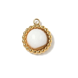 Белый Нефрит Полукруглые подвески из натурального белого нефрита, с 304 фурнитурой из нержавеющей стали, реальный 18 k позолоченный, ионное покрытие (ip), 10.5x9x4.5 мм, отверстие : 1.2 мм