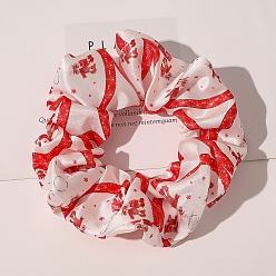 Red Christmas Theme Cloth Elastic Hair Ties, Scrunchie/Scrunchy Hair Ties for Girls or Women, Red, 35x90mm