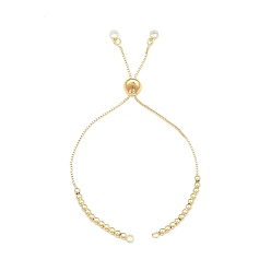 Real 18K Gold Plated Brass Box Chains Slider Bracelet Making with Clear Cubic Zirconia Tiny Charms, Nickel Free, Real 18K Gold Plated, 24x0.3x0.1cm, Hole: 2mm