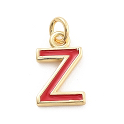 Letter Z Стойки обшивки латунные подвески, с эмалью и кольцом для прыжков, без кадмия и без свинца, долговечный, реальный 18 k позолоченный, буквы, Письмо Z, 11.5x7x1 мм, отверстие : 2.5 мм