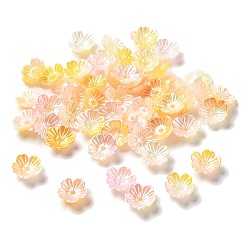 Желтый Акриловый шарик крышки, 5-лепестков цветка, желтые, 11x11x4 мм, отверстие : 1.6 мм, 4166 шт / 500 г