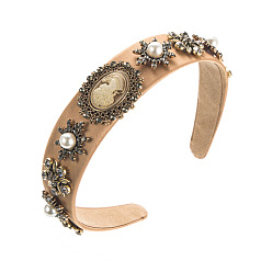 Rose gold Baroque Vintage Pearl Headband with Rhinestone Embellishments for Women