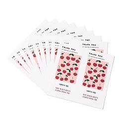 Cherry Rectangle Gift Stickers, Adhesive Label Stickers, Thank You Theme, Cherry Pattern, 10.5x10.6x0.01cm, 50pcs/bag
