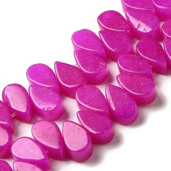 Magenta Natural White Jade Beads Strands, Dyed, Teardrop, Top Drilled, Magenta, 9~10x5~5.5x3.5~4mm, Hole: 0.7mm, about 40~48pcs/strand, 7.09~7.28''(18~18.5cm).