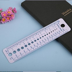 Rectangle Plastic Knitting Needle Gauge Tool Rulers, White, for Size 2~10mm, Rectangle Pattern, 160x40x0.3mm