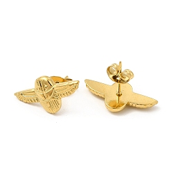 Real 18K Gold Plated Ion Plating(IP) 304 Stainless Steel Airplane Stud Earrings for Women, Real 18K Gold Plated, 10x19.5mm, Pin: 0.8mm