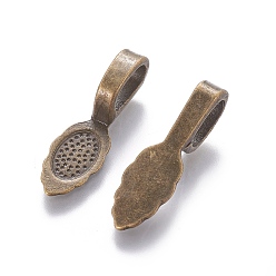 Antique Bronze Tibetan Style Alloy Glue-on Flat Pad Bails, Cadmium Free & Nickel Free & Lead Free, Antique Bronze, 26x8x7mm, Hole: 5x8mm