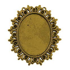 Antique Golden Tibetan Style Cabochon Settings  for Cabochon & Rhinestone, Lead Free & Nickel Free & Cadmium Free, Antique Golden, 56x49x2mm, Hole: 1mm, Tray: 40x30mm & 3mm