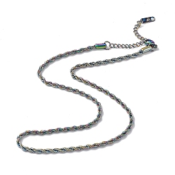 Rainbow Color Ion Plating(IP) 304 Stainless Steel Rope Chain Necklace for Men Women, Rainbow Color, 15.98 inch(40.6cm)