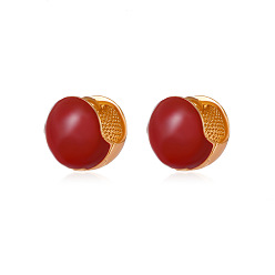 02KC Gold # Red Vintage Red Bean Earrings - Retro, Elegant, Delicate Ear Accessories.