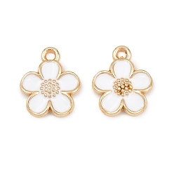 Белый Подвески из эмали и сплава, цветок, золотые, белые, 16x13.5x2 мм, отверстие : 1.6 мм