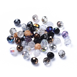 Mixed Color Electroplate Czech Glass Beads, Faceted, Oval, Mixed Color, 7~7.5x8mm, Hole: 1mm, about 240pcs/bag