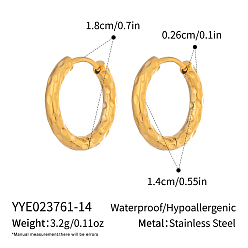 Золотой 304 кованые серьги-кольца из нержавеющей стали, золотые, 18.7x14x2.5 мм