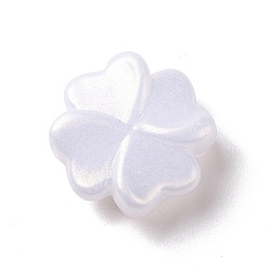 Белый Непрозрачные акриловые бусины, блестящая бусина, 3d четырехлистный клевер, белые, 15.5x16x5 мм, отверстие : 2 мм, Около 780 шт / 500 г