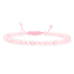 Розовый Кварц Регулируемый женский браслет из розового кварца с бусинами, с простым и универсальным плетением из бисера, показать на картинке