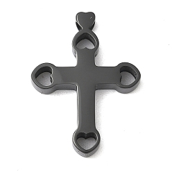 Черный 304 подвески из нержавеющей стали, пересекаются с сердцем, ионное покрытие (ip), чёрные, 31.5x23.5x4.5 мм, отверстие : 3 мм