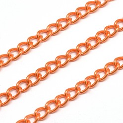 Dark Orange Electroplate Iron Curb Chains, Unwelded, with Spool, Lead Free & Nickel Free, Dark Orange, 5x3x1mm, about 164.04 Feet(50m)/roll