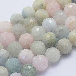 Morganite Natural Morganite Beads Strands, Faceted Round, Grade A-, 12mm, Hole: 1mm, about 35pcs/strand, 15.3 inch(39cm)