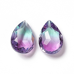 Colorful Faceted K9 Glass Rhinestone Cabochons, Pointed Back, Teardrop, Colorful, 14x10x5.8mm